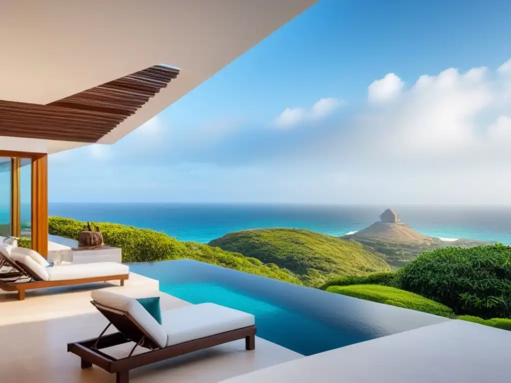 Villa de lujo en México: Exclusividad con vista al mar Exuberante villa mexicana moderna con jardín impecable y vista al mar