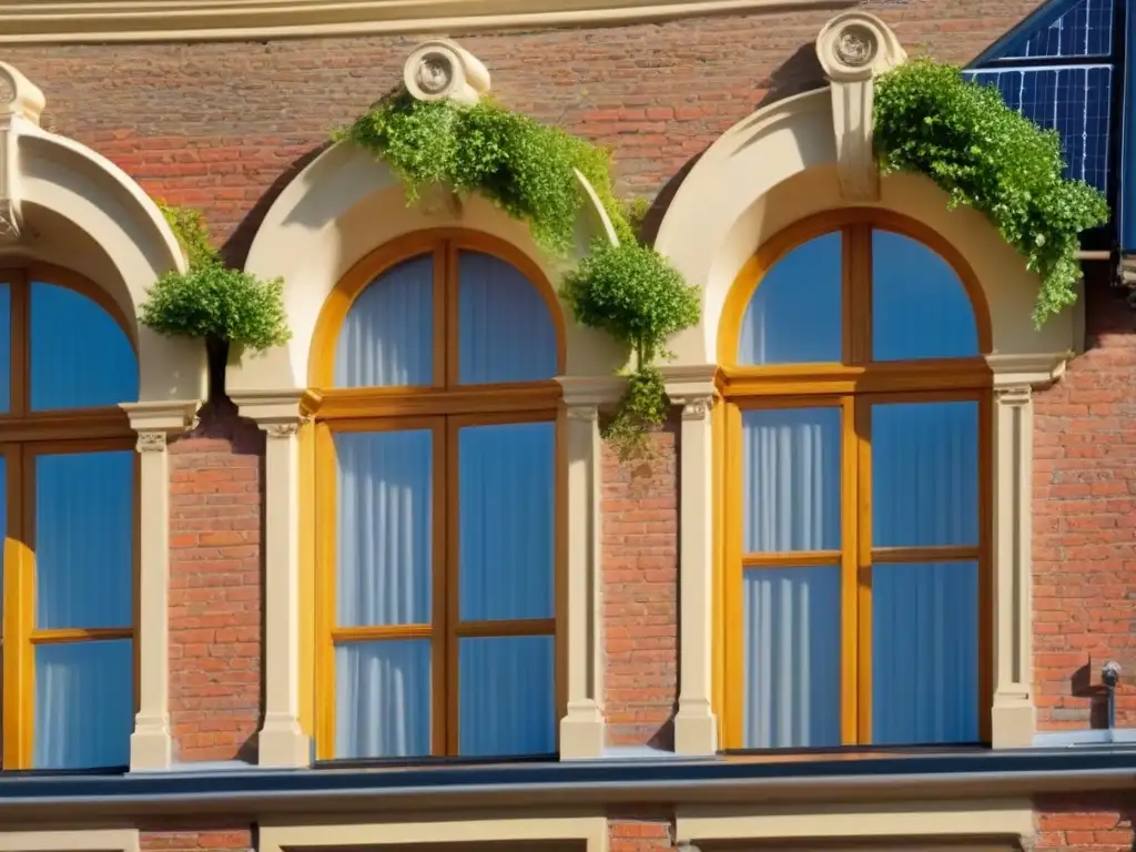 Restauración ecofriendly: Detalles de una fachada histórica Fachada de edificio histórico restaurado con materiales ecológicos en restauración sostenible
