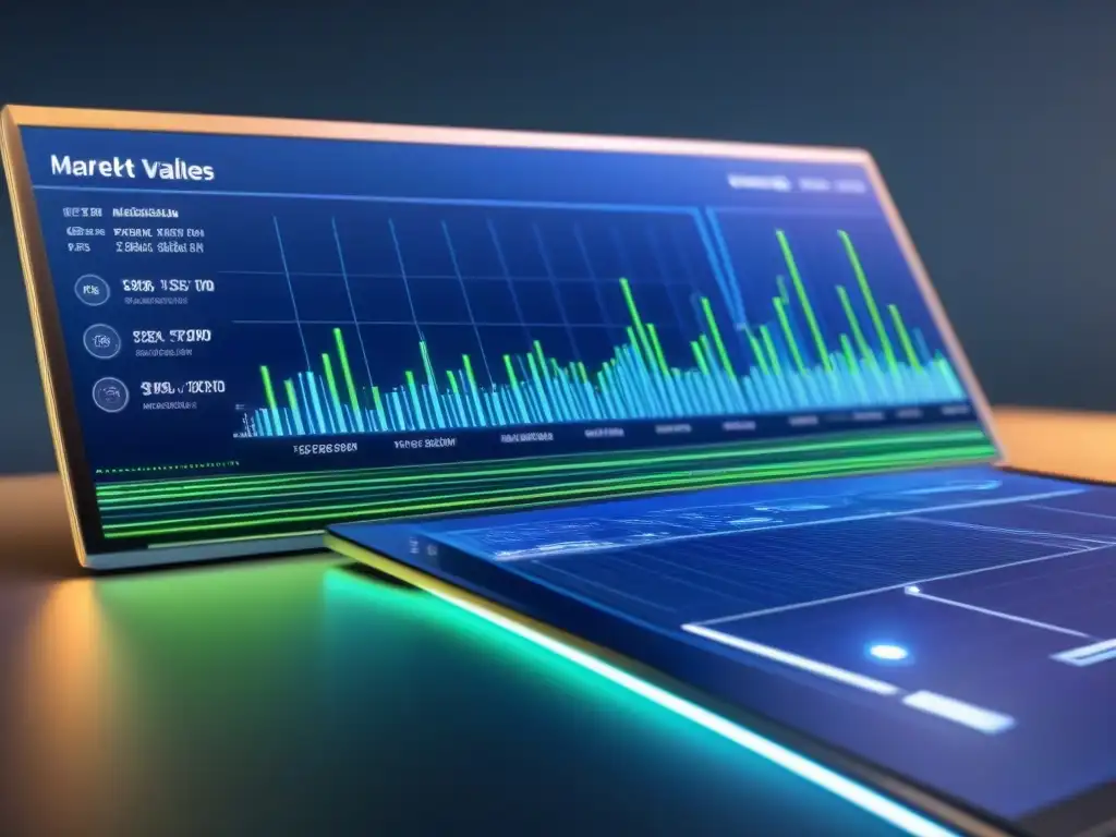 Análisis inmobiliario futurista: gráficos y datos de alta tecnología Un fascinante análisis de mercado inmobiliario con IA en gráficos futuristas