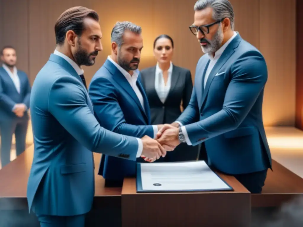 Ceremonia firma contrato inmobiliario: lujo y profesionalismo en España Firma de contratos arras inmobiliarios con seguridad y confianza en lujosa oficina española