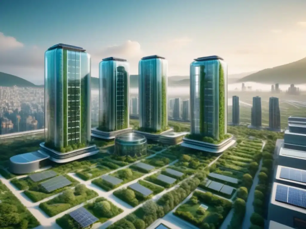 Metrópolis futurista: fusión armoniosa de tecnología y naturaleza en el sector inmobiliario Futurista ciudad automatizada, fusionando tecnología y naturaleza