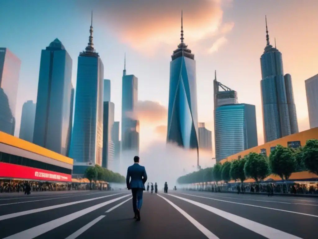 Horizonte futurista: inversión en bienes raíces en el siglo XXI Futurista ciudad con rascacielos de vidrio y acero, reflejando el sol