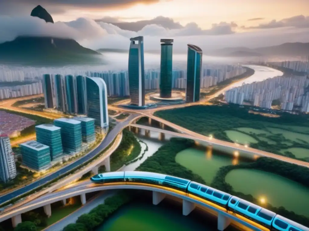 Metrópolis futurista en Venezuela: innovación urbana Futurista ciudad venezolana con arquitectura innovadora y vida urbana vibrante