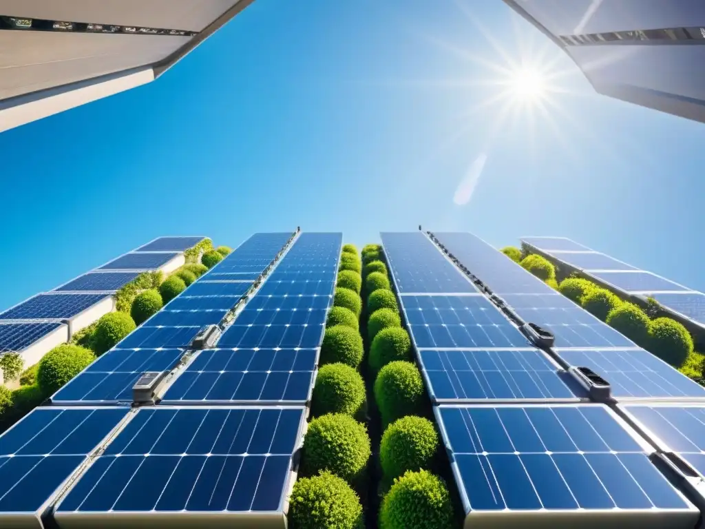 Rascacielos sostenible del futuro: tecnología verde integrada Futurista rascacielos sostenible rodeado de naturaleza, con tecnologías verdes integradas