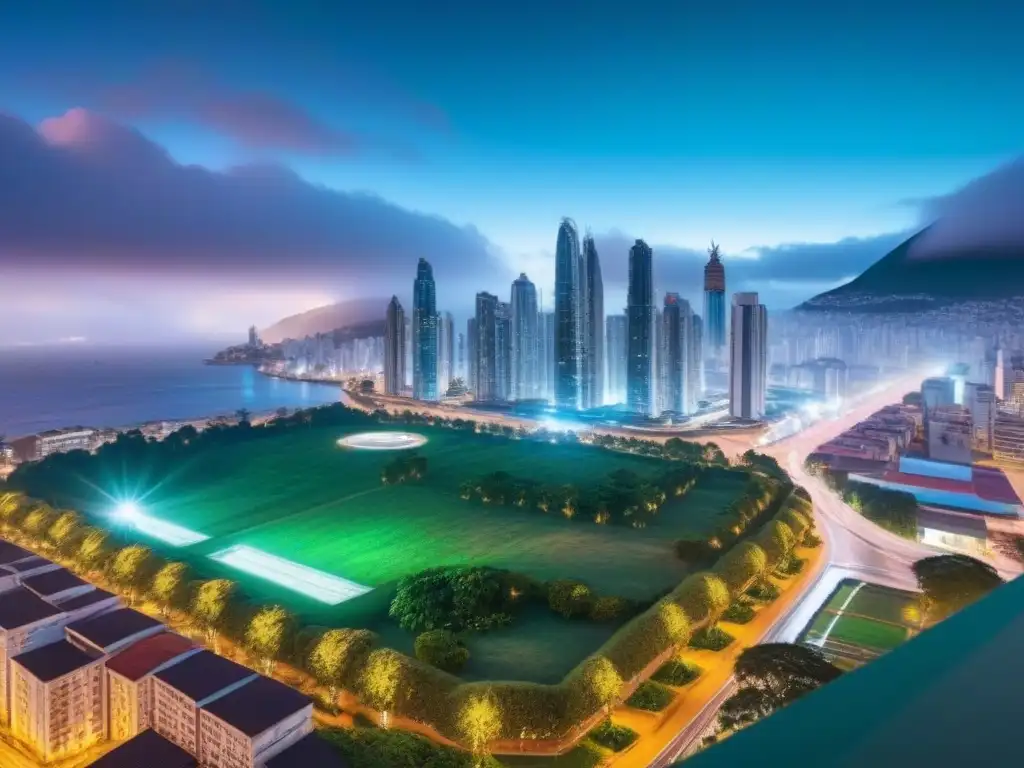 Metrópolis futurista: vibrante real estate en Sudamérica Un futuro vibrante en Sudamérica: mercado inmobiliario y tendencias demográficas se reflejan en esta metrópolis llena de vida