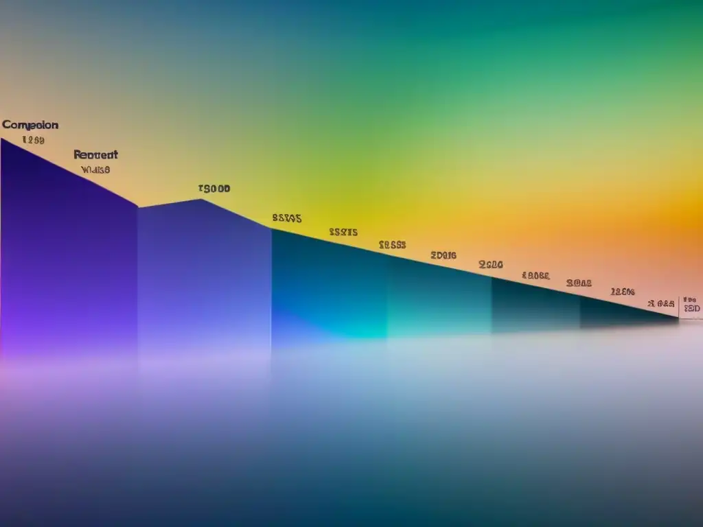 Gráfico 8k: correlación interés y valores inmobiliarios Gráfica detallada en 8k mostrando la relación entre tasas de interés y valores inmobiliarios con un gradiente de color