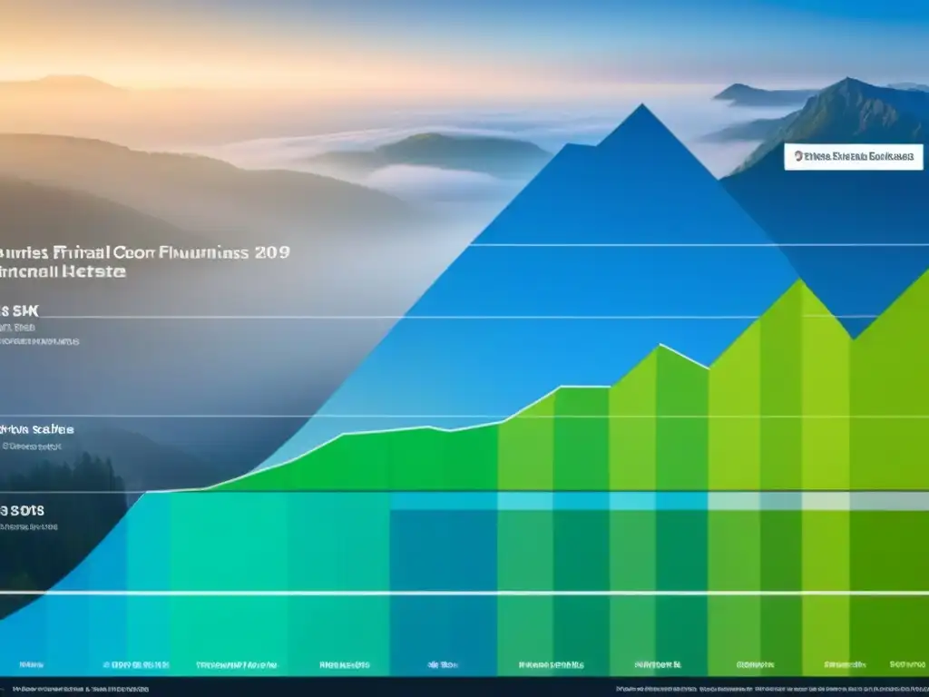 Gráfico financiero de crowdfunding inmobiliario para pequeños inversores Gráfico financiero detallado mostrando ventajas crowdfunding inmobiliario para pequeños inversores en tonos sofisticados