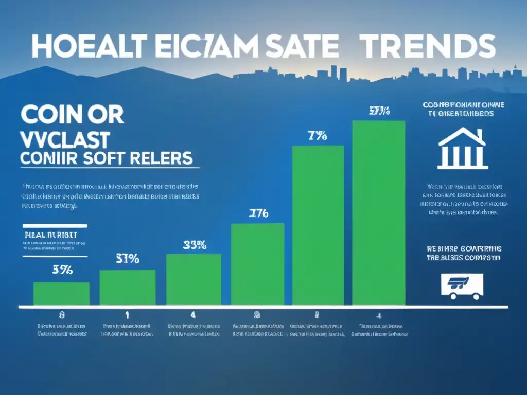 Infografía real estate: tendencias del mercado en comparación Gráficos y datos del mercado inmobiliario en azules y verdes