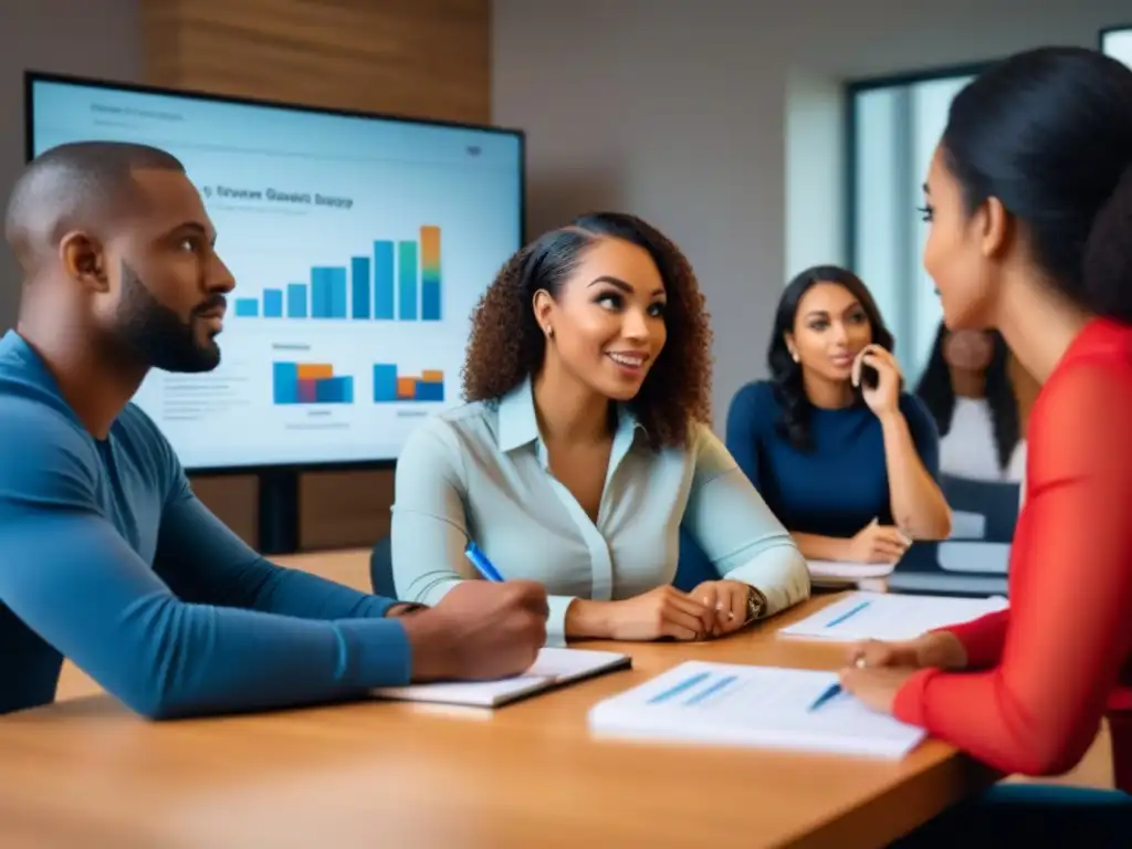 Empoderamiento financiero: taller para compradores de vivienda Grupo diverso de compradores primerizos aprendiendo sobre financiamiento creativo en un taller educativo