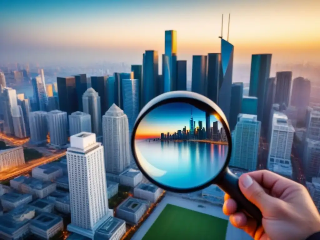 Análisis minucioso de contrato inmobiliario ante la ciudad moderna Grupo diverso examina contrato inmobiliario frente a la ciudad, señales de alerta estafas inmobiliarias