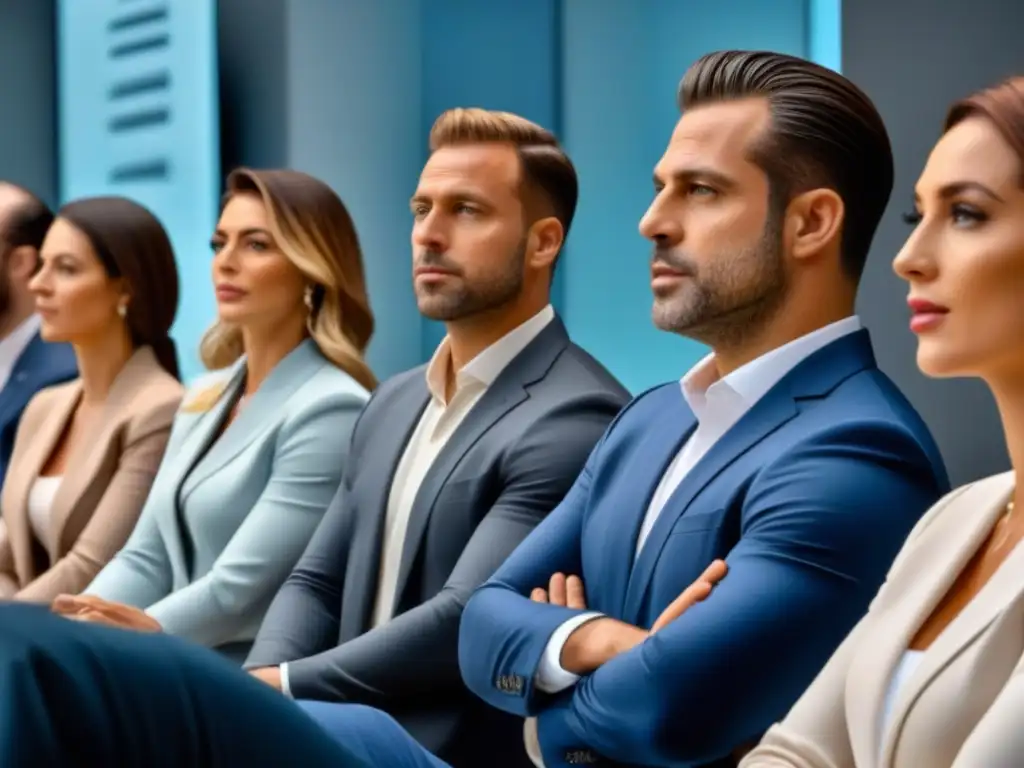 Subasta inmobiliaria: emoción y oportunidades en 8k Un grupo diverso participa con emoción en una subasta inmobiliaria, reflejando la competencia y oportunidades
