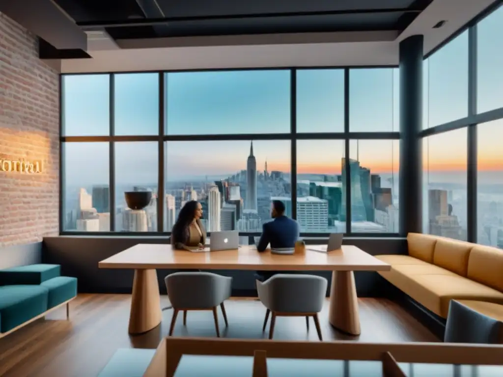 Emprendedores colaboran en coworking para proyectos de restauración Un grupo diverso de emprendedores colabora en un espacio de coworking, discutiendo planes y requisitos financieros para proyectos de restauración