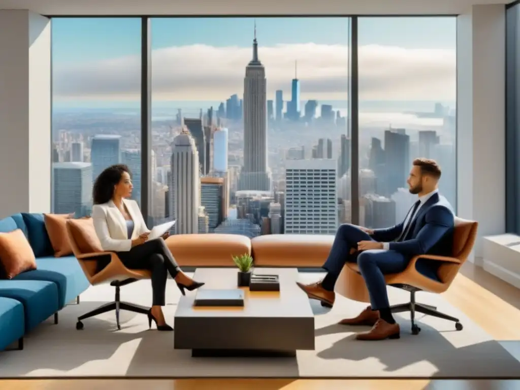 Profesionales en discusión: inversión inmobiliaria Un grupo diverso de jóvenes profesionales discute concentrado sobre gráficos de inversión inmobiliaria en una oficina moderna