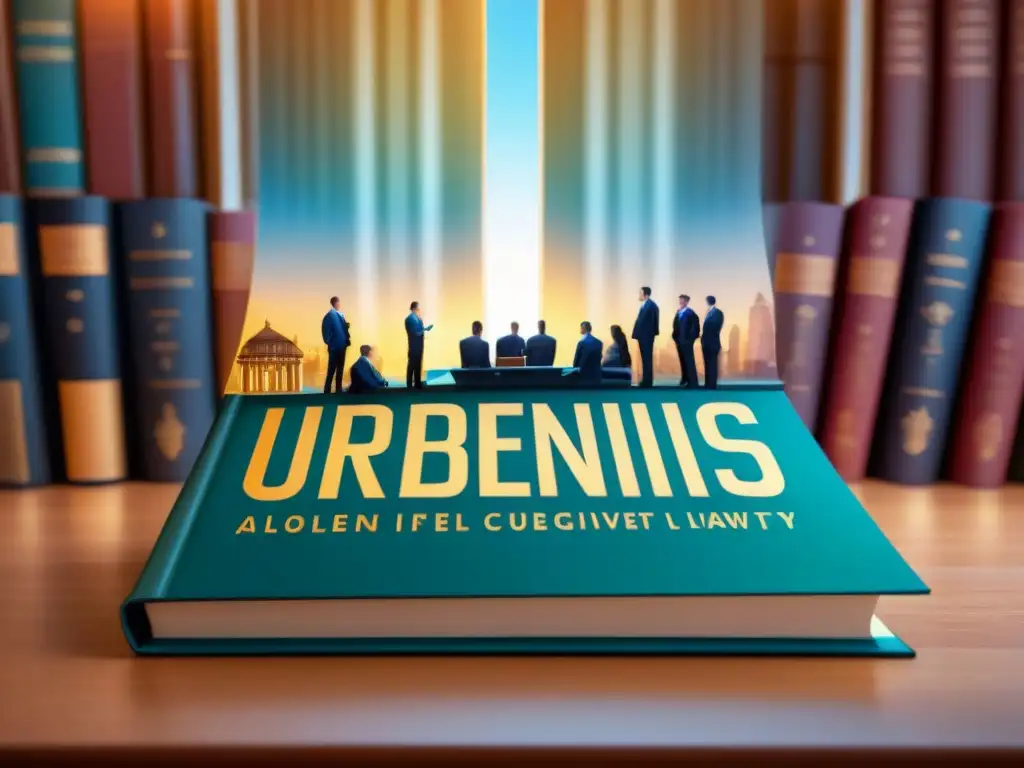 Construyendo justicia: Unidos contra injusticias inmobiliarias Un grupo diverso de personas discute frente a un libro arquitectónico, en una escena de unión y empoderamiento