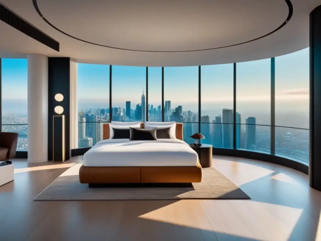 Realidad virtual de lujo: penthouse futurista en 8k Un headset futurista muestra un tour virtual de lujo en una penthouse moderna con IA en tours virtuales inmobiliarios