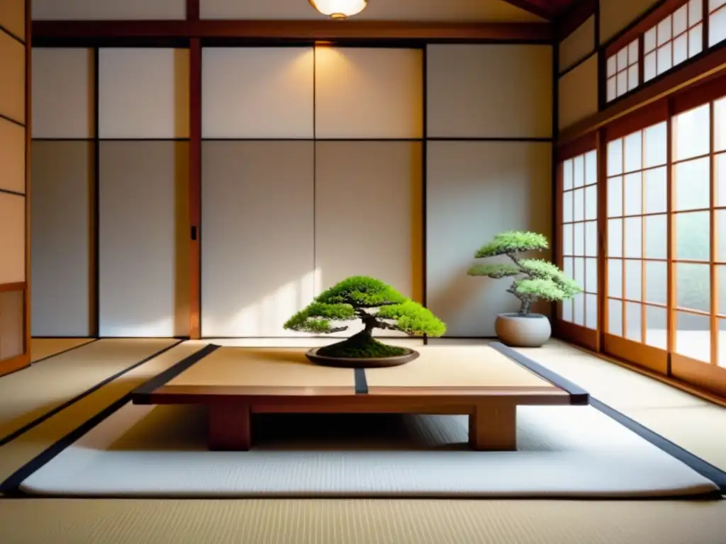Espacio sereno de tatami japonés en 8k Hermoso diseño minimalista japonés en inmobiliaria con tatamis y shojis, iluminado por luz natural