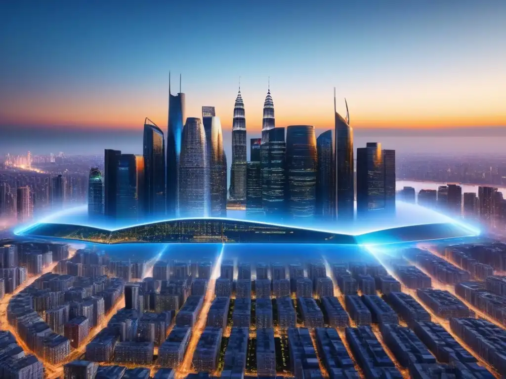 Valuación inmobiliaria futurista en 8k Una herramienta de valoración inmobiliaria futurista y detallada en 8k, con gráficos y visualizaciones 3D, en una interfaz digital transparente