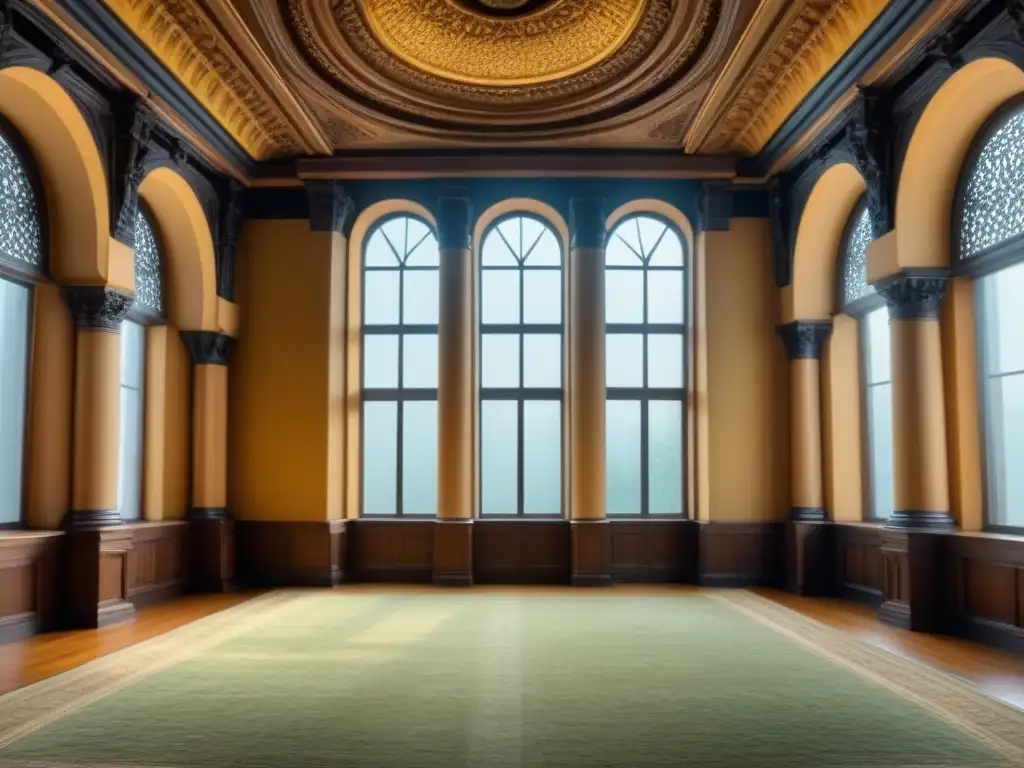 Armonía histórica y moderna en un salón grandioso Fusión de historia y modernidad en restauración acústica edificios históricos modernas