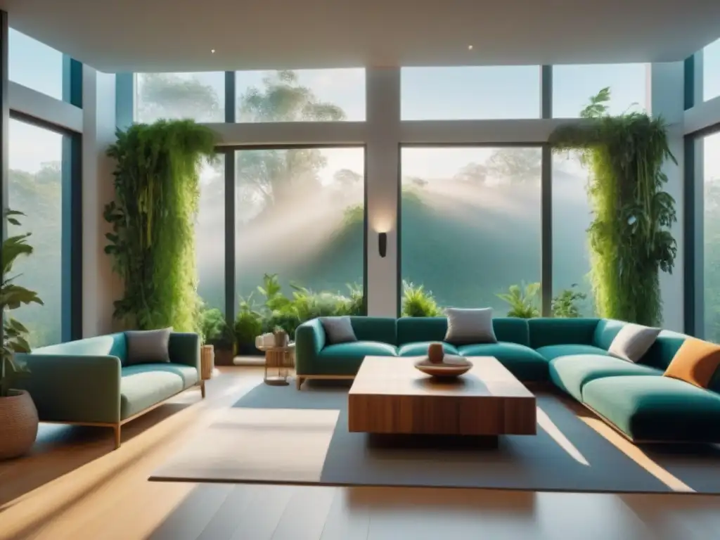 Espacio de convivencia futurista y sostenible: diseño en 8k Un hogar ecofriendly con diseño futurista y elementos sostenibles, beneficios coliving sostenible mercado inmobiliario