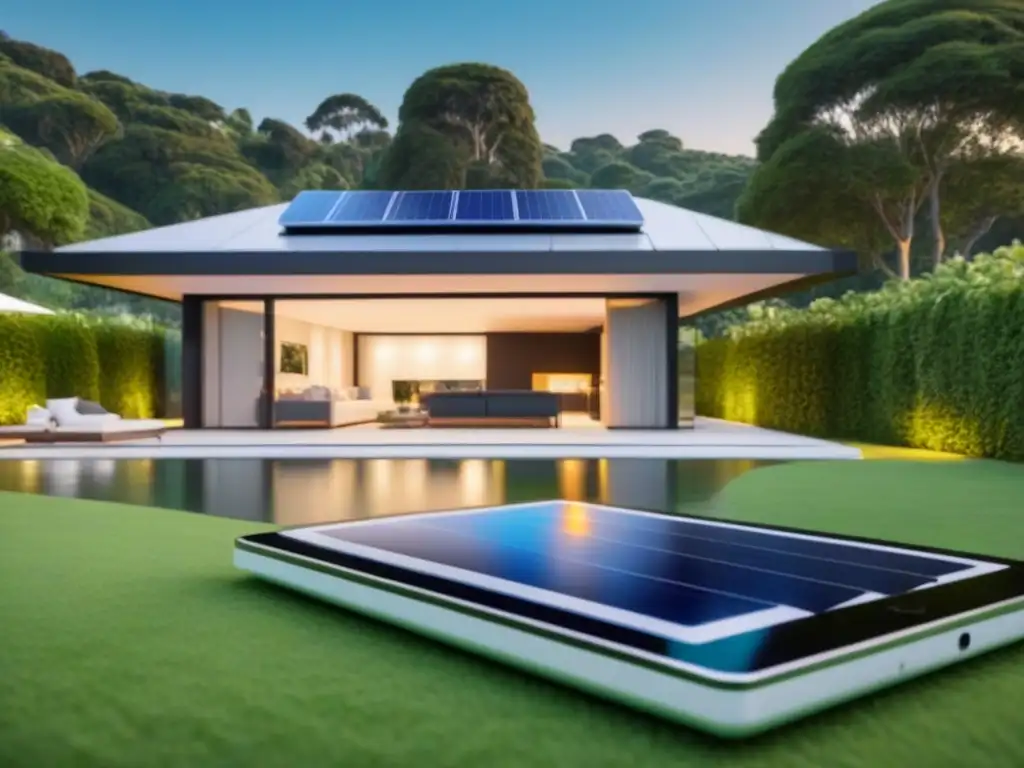 Residencia sostenible de lujo con energía solar y eficiencia Hogar inteligente con paneles solares y sistema de gestión energética, acorde a regulaciones energéticas propiedades inmobiliarias
