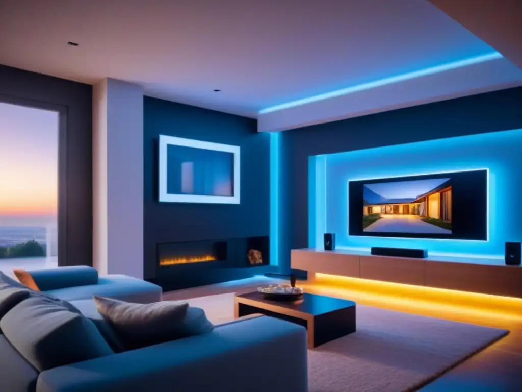 Sistema domótico de alta tecnología en casa moderna Un hogar moderno con tecnología de automatización en el sector inmobiliario