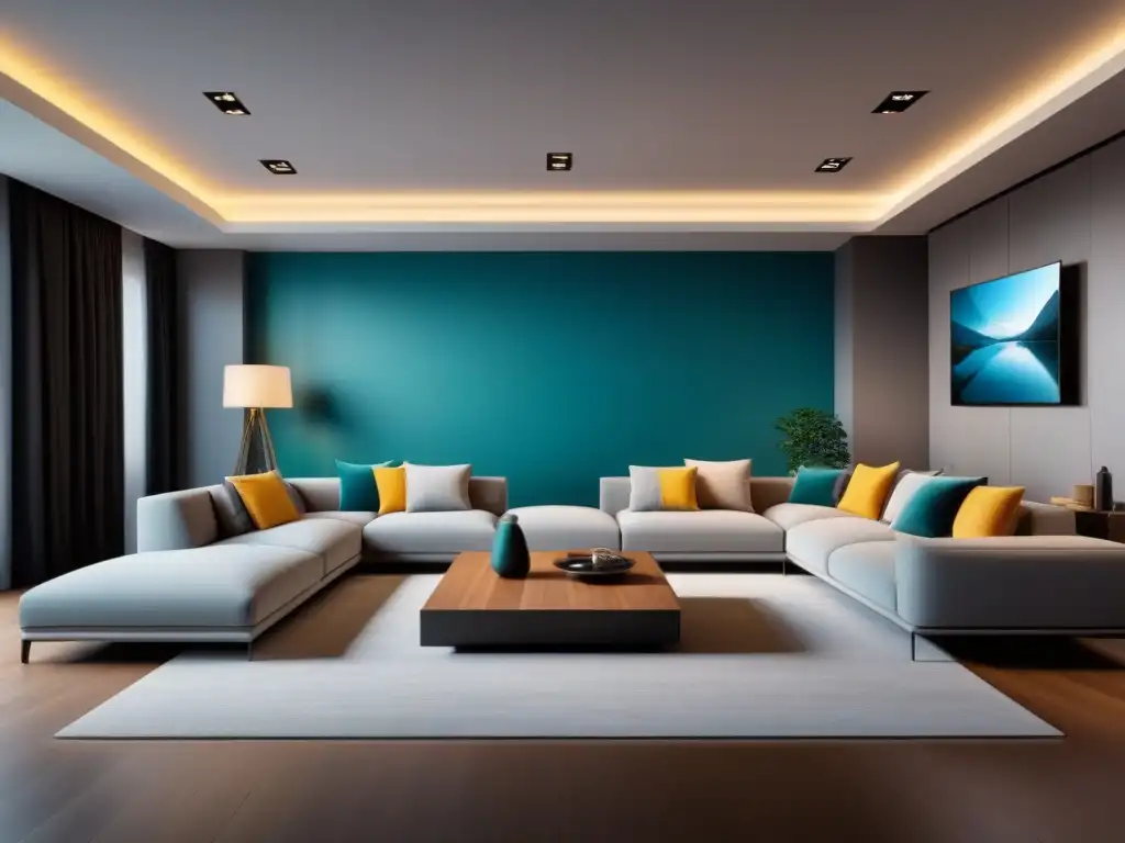 Salón virtual de lujo con tecnología AI y diseño moderno Un hogar virtual de alto detalle con IA en el Home Staging Virtual, decoración moderna y elegante