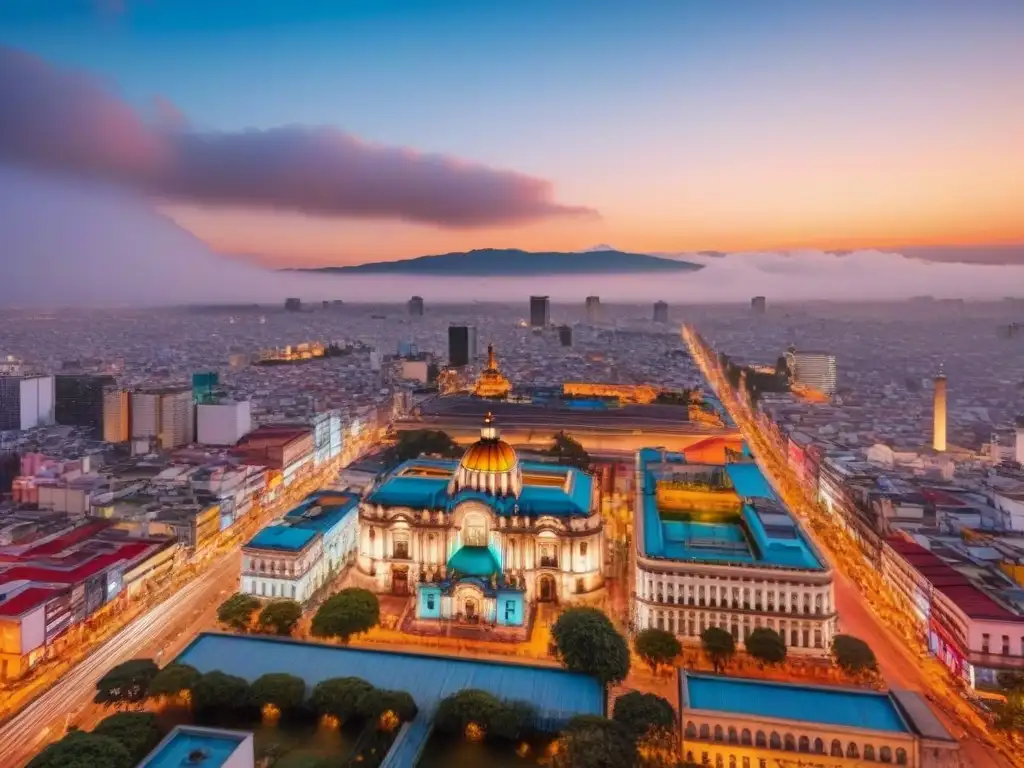 Horizonte de Ciudad de México al atardecer: oportunidades de inversión inmobiliaria Horizonte de la Ciudad de México al atardecer, reflejando las mejores estrategias de inversión inmobiliaria en México