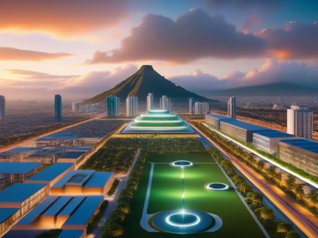 Horizonte futurista: Ciudad inteligente en México Un horizonte futurista en México con tecnología en mercado inmobiliario