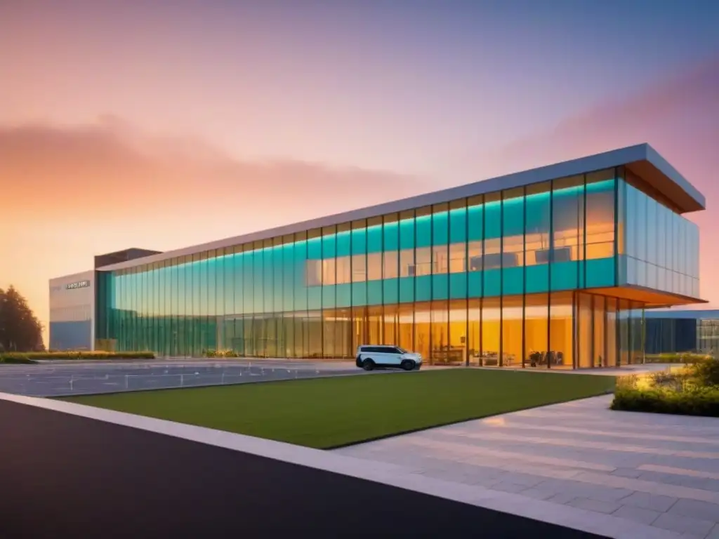 Edificio hospitalario innovador al atardecer: detallado diseño 8k y helipuerto Invertir en REITs de nicho: Hospital moderno al atardecer, diseño elegante, helipuerto, ambulancias