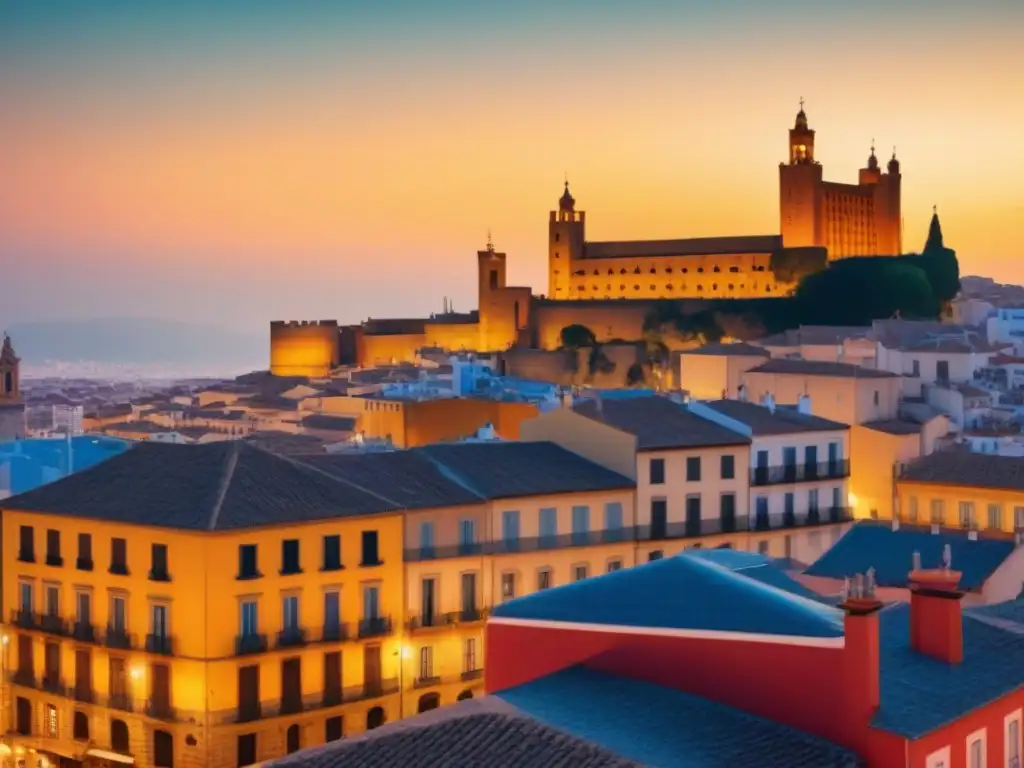 Encuentro entre lo antiguo y lo moderno: Skyline de España con arquitectura tradicional y rascacielos La imagen muestra una ciudad en España con arquitectura tradicional y modernos rascacielos