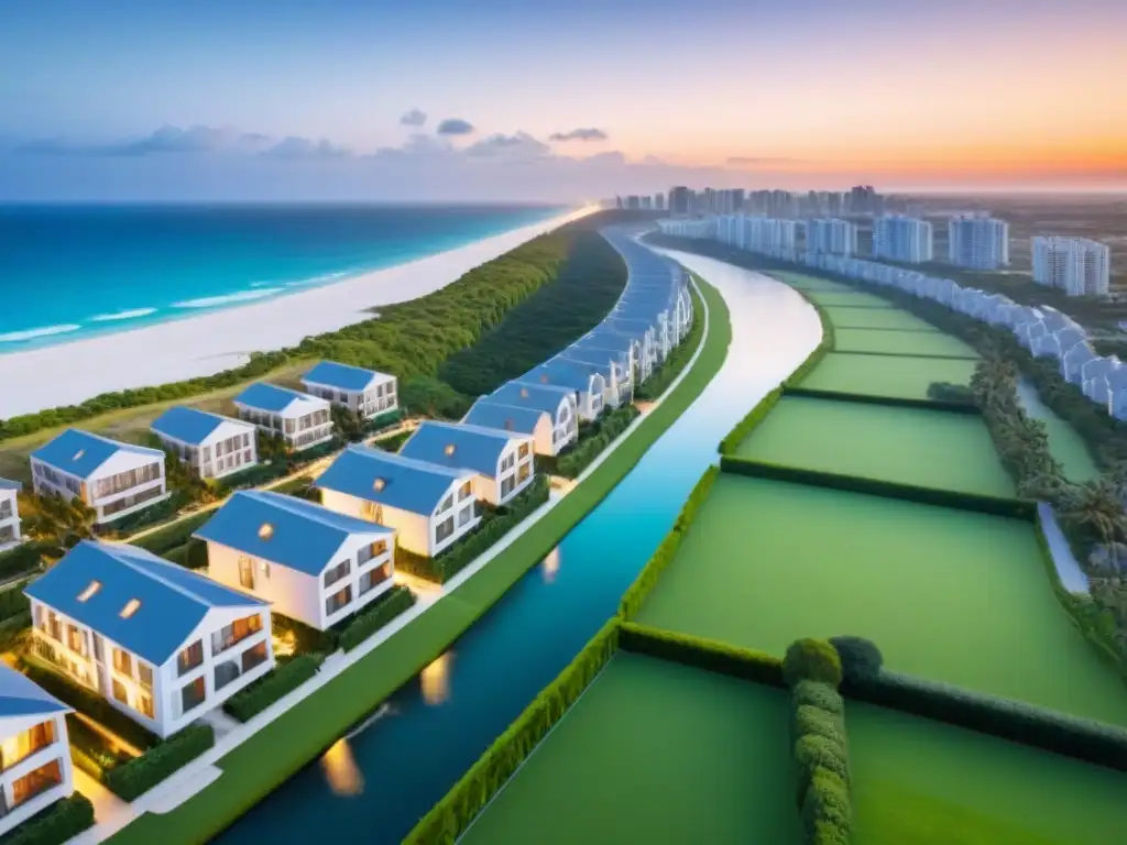 Diversificación inmobiliaria: Condominios, Villas, Fincas y Rascacielos Imagen detallada 8k de diversificación inmobiliaria: condominio urbano, villa playa, finca campo y edificio moderno