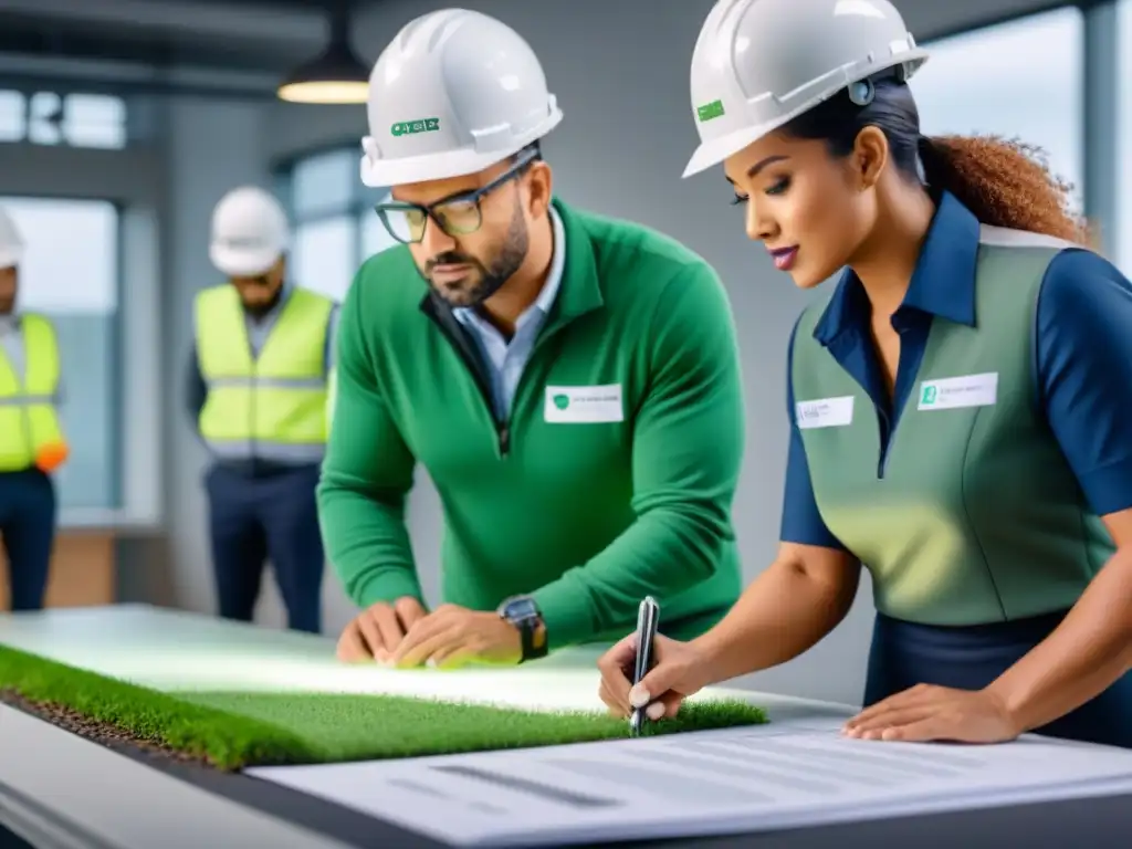 Certificación de construcción verde: proceso paso a paso con expertos Imagen detallada en 8k que muestra el proceso paso a paso para obtener una certificación de construcción verde