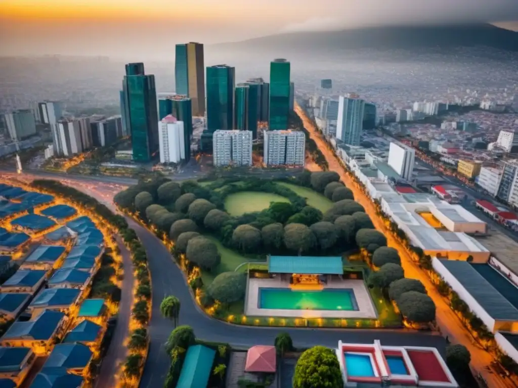 Contraste urbano: Ciudad de México en pandemia La imagen muestra el impacto del COVID-19 en el mercado inmobiliario mexicano postCOVID, con calles vacías y rascacielos modernos
