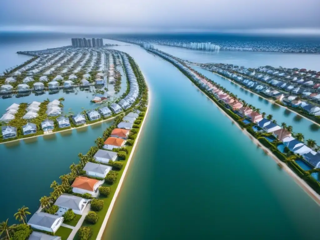 División costera por cambio climático: impacto inmobiliario Impacto de cambios climáticos en mercado inmobiliario: contraste entre propiedades afectadas y resistentes a inundaciones