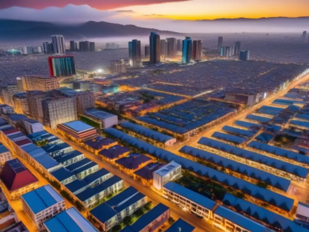 Panorama urbano de México: crecimiento demográfico y mercado inmobiliario El impacto del crecimiento demográfico en el mercado inmobiliario de México se refleja en esta vibrante vista urbana en 8k