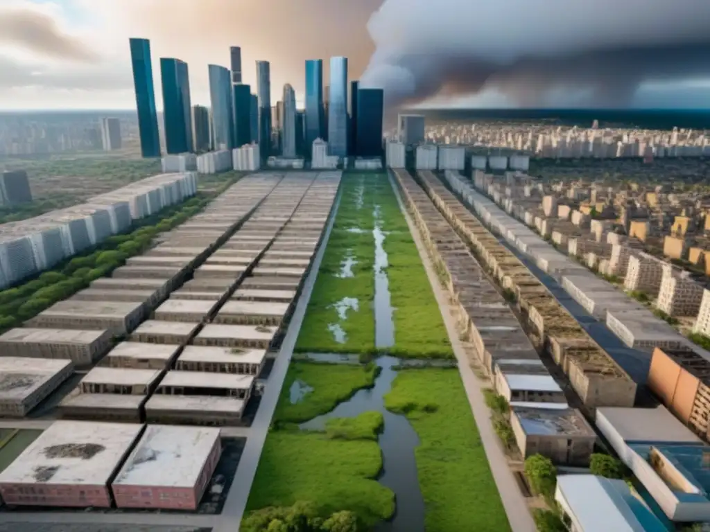 Transformación urbana: Antes y después de desastres naturales El impacto de desastres naturales en el mercado inmobiliario, mostrando la ciudad antes y después de la tragedia