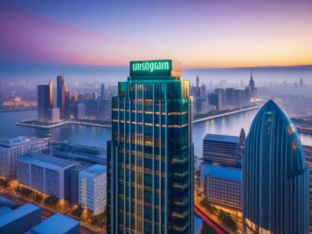 Edificio comercial moderno en ciudad vibrante Imponente propiedad comercial en la ciudad, reflejo de crecimiento y la importancia de los seguros propiedades comerciales