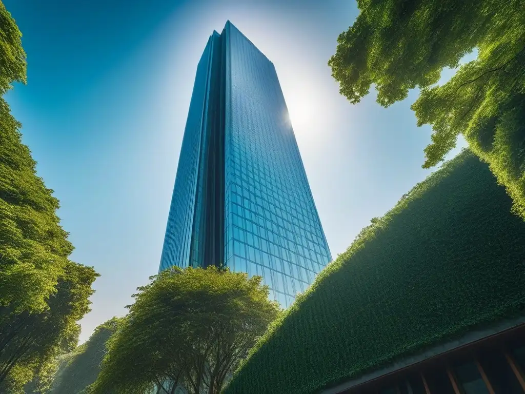 Rascacielos moderno: éxito financiero en la jungla urbana Imponente rascacielos moderno reflejando éxito financiero y refinanciamiento estratégico en inversión inmobiliaria