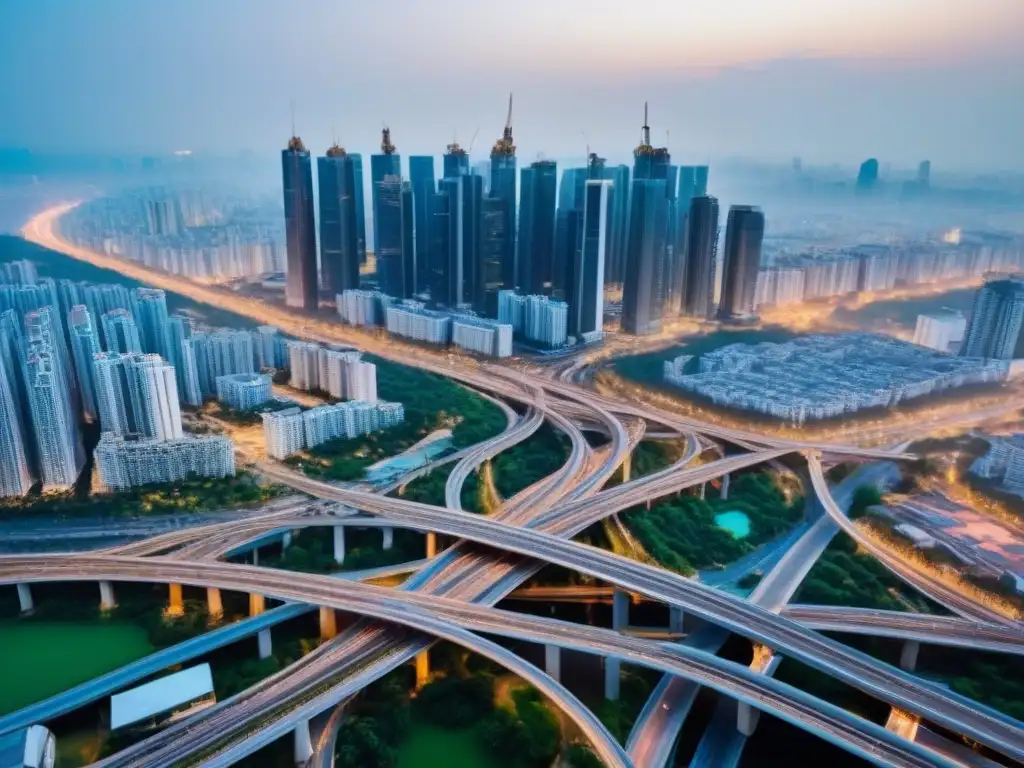 Metrópolis en movimiento: red de transporte urbano y arquitectura moderna Importancia de la infraestructura de transporte en áreas metropolitanas con modernos hubs y dinámica ciudad