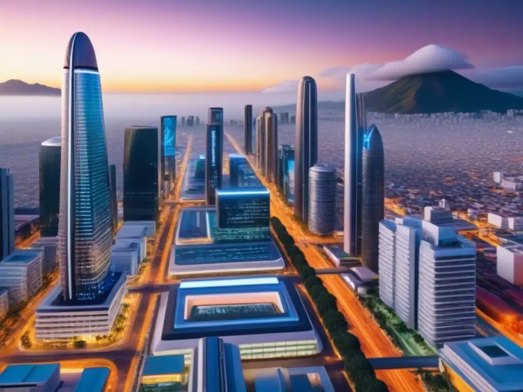 Cityscape digital en México: Futuro inmobiliario 8k Impresionante ciudad digital futurista de México, fusionando arquitectura moderna y tecnología avanzada
