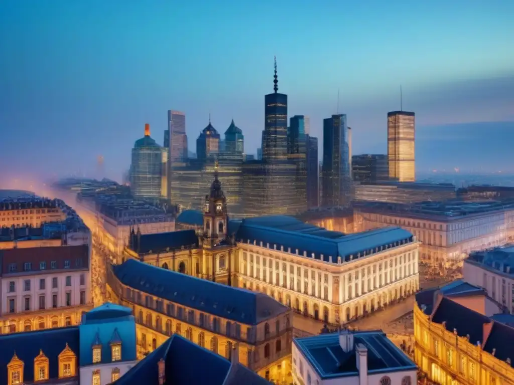 Armonía arquitectónica: fusión de historia y modernidad en la ciudad Impresionante ciudad histórica y moderna fusionadas, reflejando la legislación conservación zonas históricas