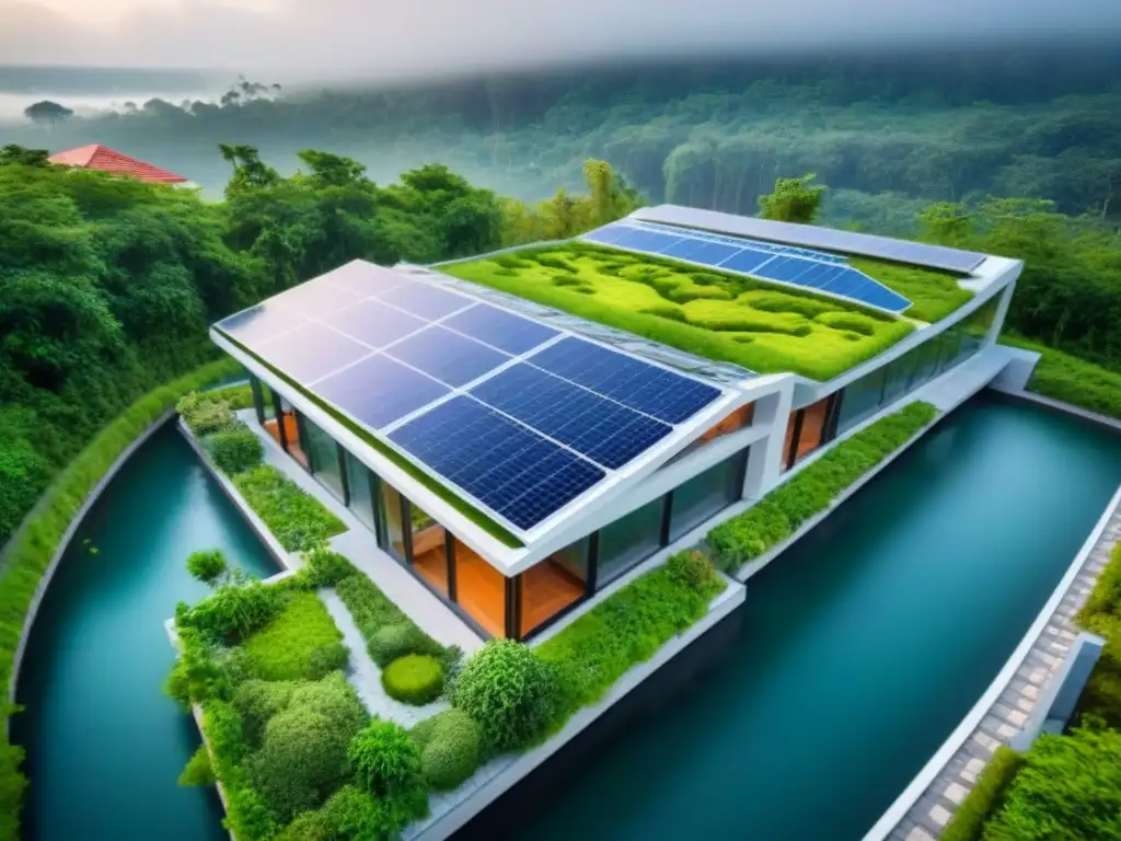 Complejo ecológico: arquitectura sostenible en entorno natural Impresionante complejo ecológico con prácticas construcción sostenible ecoresponsable