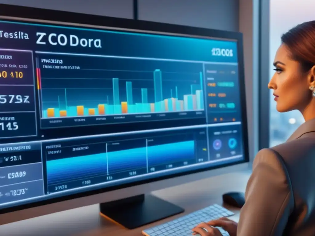 Tablero de inversión inmobiliaria diversificada en holograma 8K Un impresionante panel de control de inversión en bienes raíces diversificada en holograma futurista
