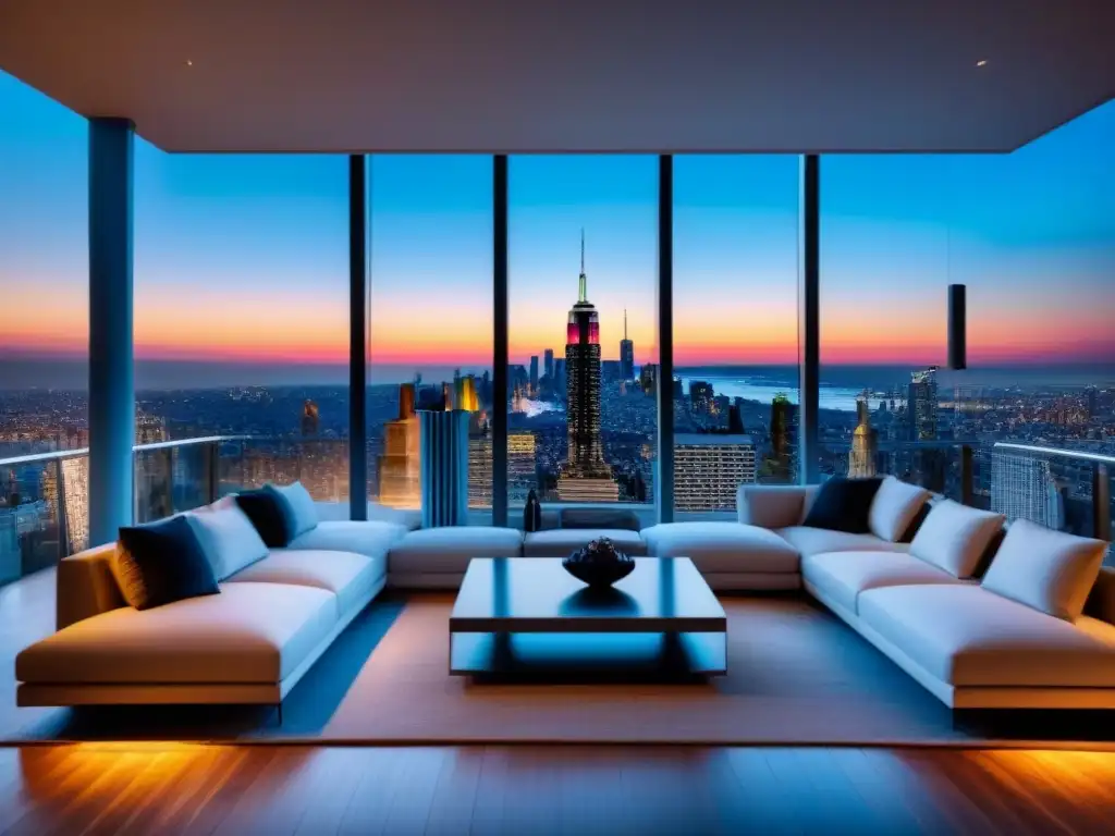 Penthouse de lujo con vista panorámica de la ciudad Impresionante penthouse de lujo con diseño elegante y vistas a la ciudad