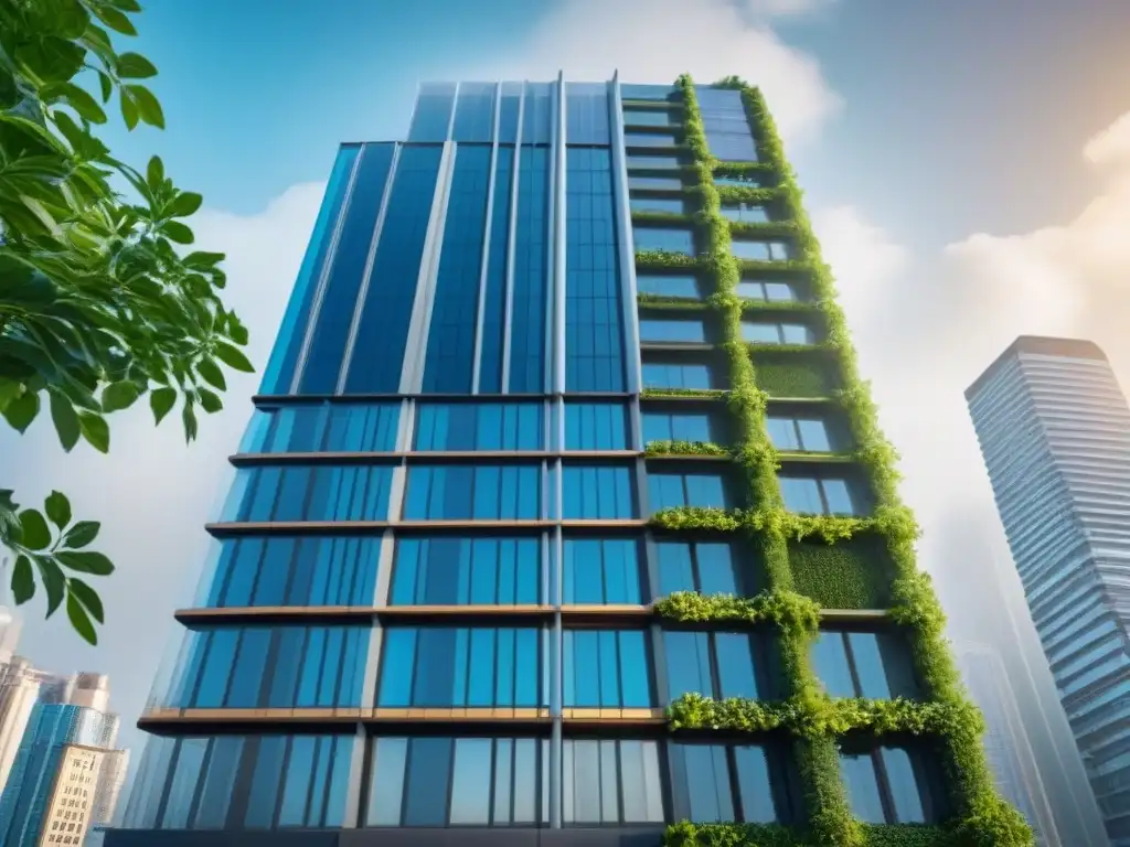 Rascacielos futurista sostenible con certificaciones ambientales destacadas Impresionante rascacielos futurista con certificaciones ambientales en el mercado inmobiliario