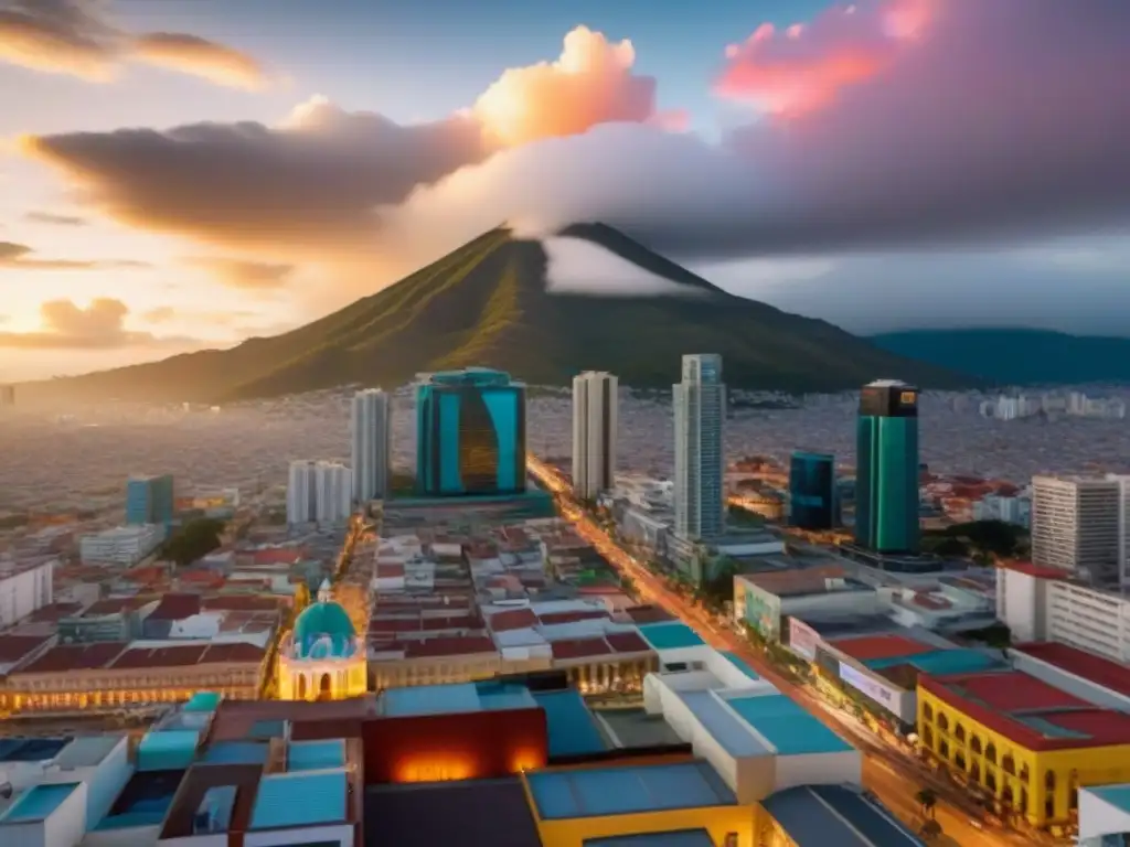 Horizonte urbano de México: fusión arquitectónica en real estate Impresionante skyline en México, fusionando estilos arquitectónicos con regulaciones inmobiliarias en México