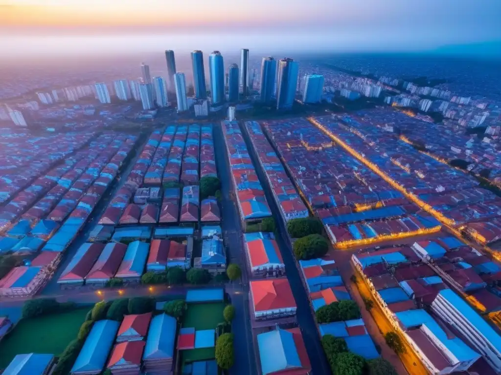 Vibrante mercado inmobiliario en Asunción, Paraguay Impresionante vista aérea de Asunción, Paraguay, mezcla de rascacielos modernos y arquitectura colonial bajo cielo azul