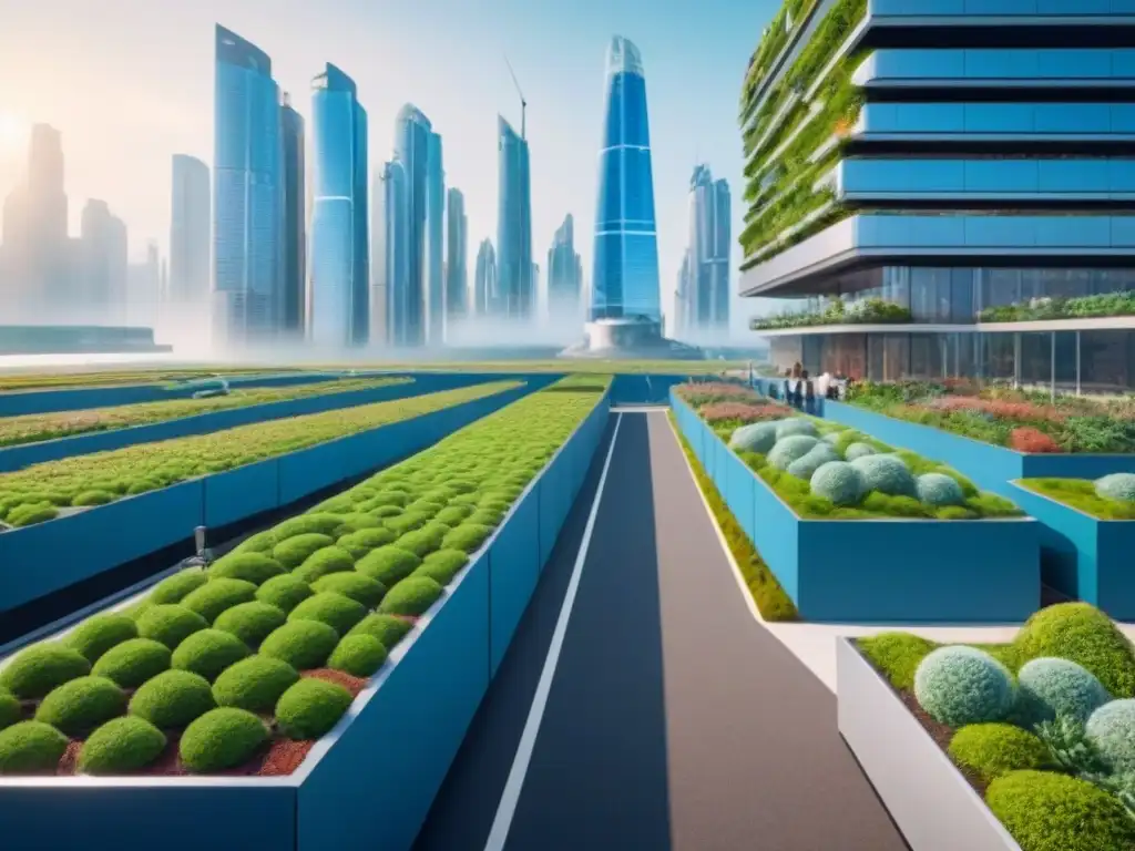 Visión futurista de ciudad sustentable en 2023 Increíble vista futurista de desarrollos urbanos sostenibles en 2023, con tecnología inteligente y naturaleza integradas