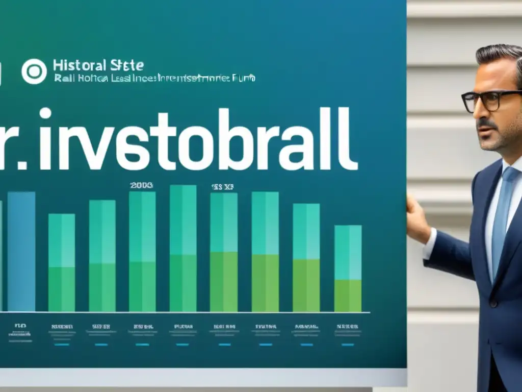 Infografía detallada: Historia fondos inversión inmobiliaria Una infografía detallada sobre la evolución de fondos de inversión inmobiliaria históricos, con gráficos profesionales en tonos azules y verdes