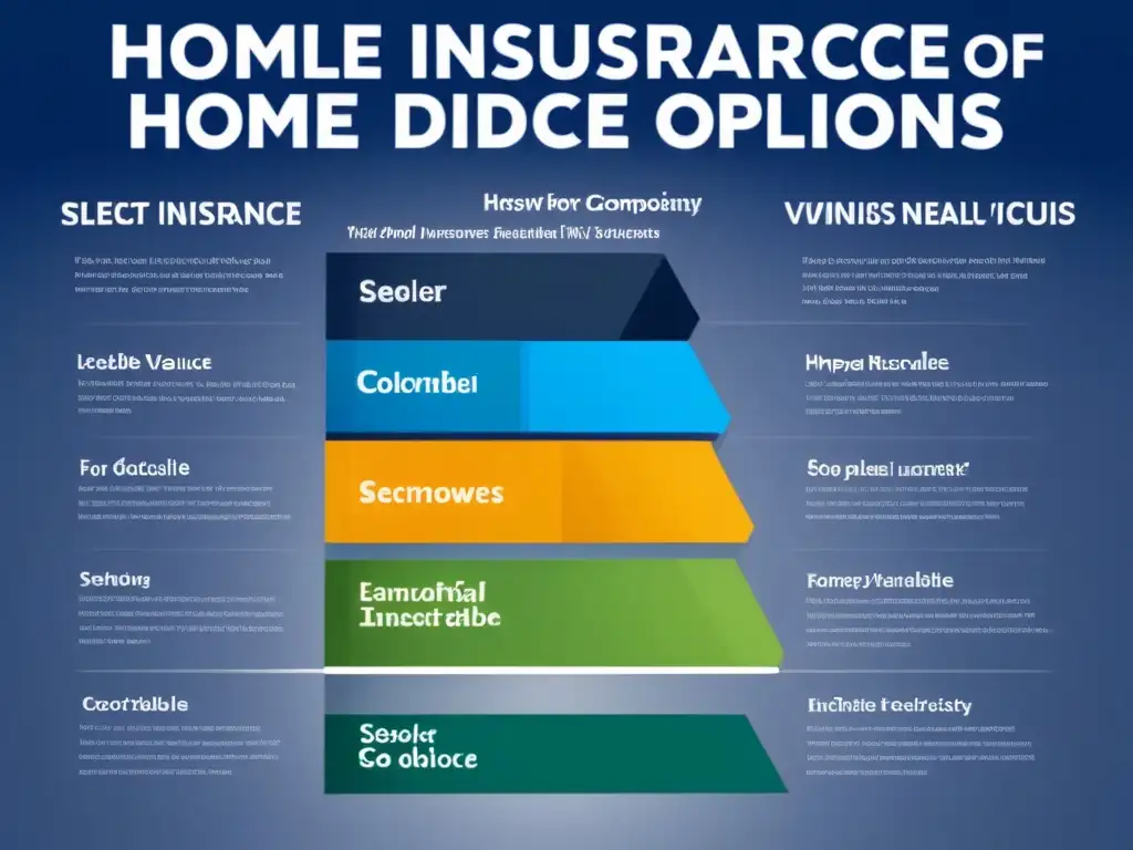 Comparativa de deducibles: guía moderna y detallada Una infografía moderna y detallada de opciones de seguro de vivienda con gráficos atractivos y descripciones informativas